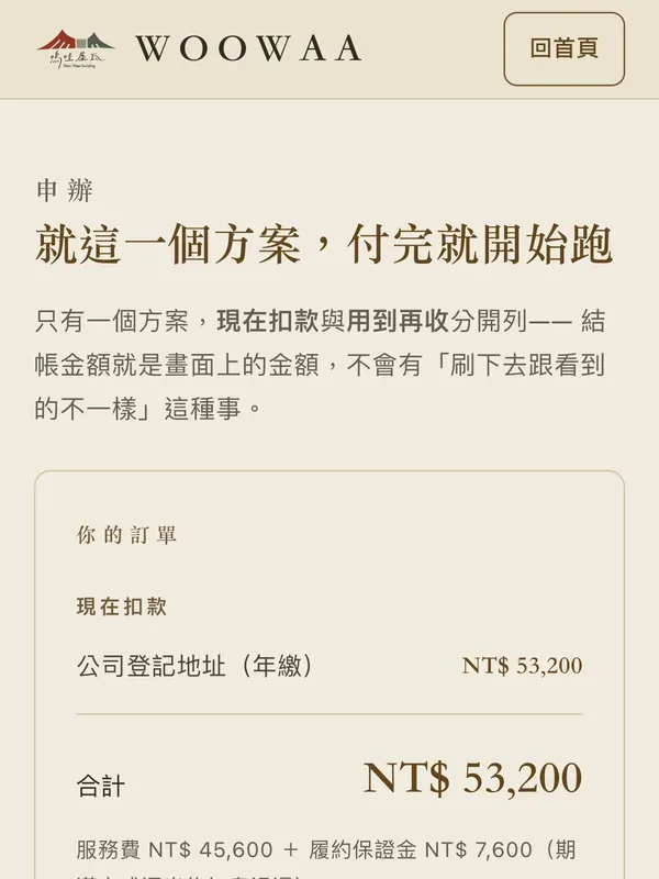 訂購頁：合計金額與付款按鈕